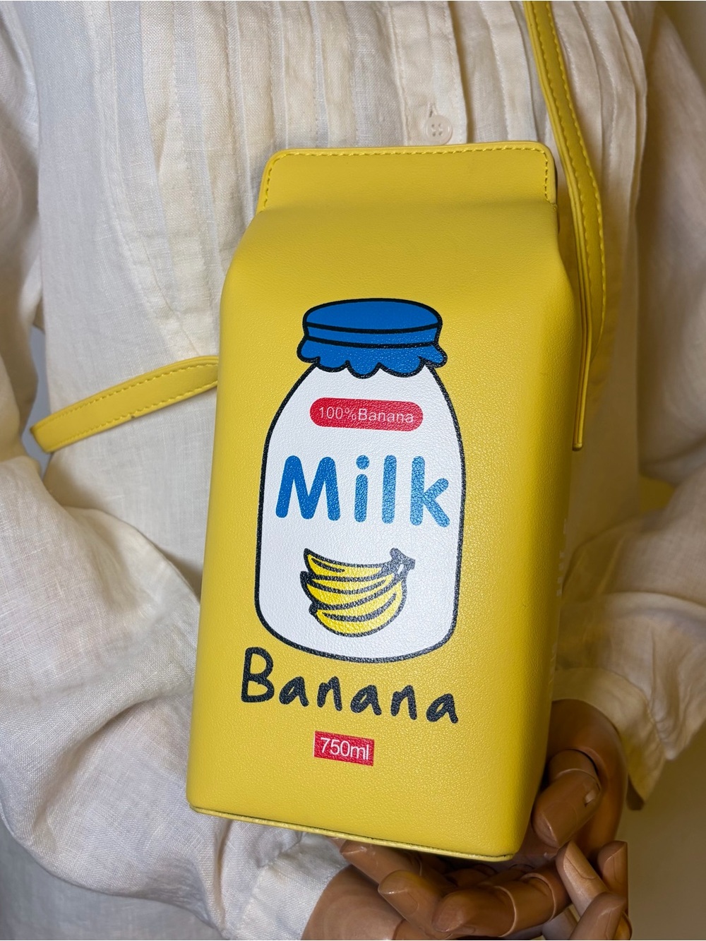 Banana Milk Carton Crossbody Bag Yellow Novelty